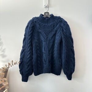 Sea New York Navy Cable Turtleneck Sweater